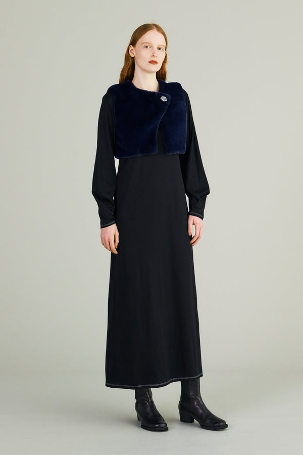 MURRAL Ordinary fake fur vest (Navy)