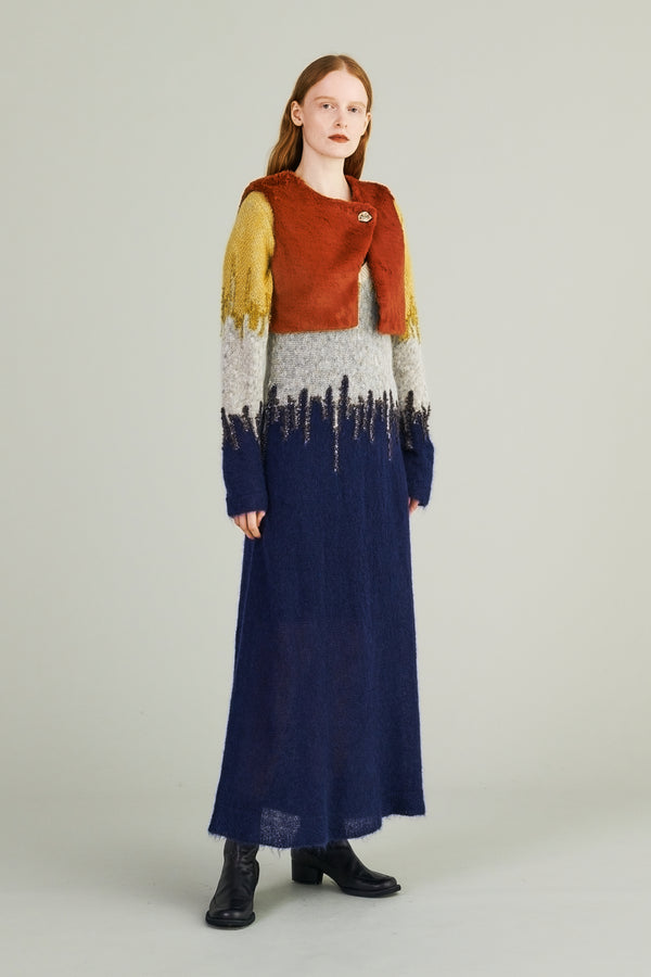 MURRAL Ordinary fake fur vest (Russet brown)