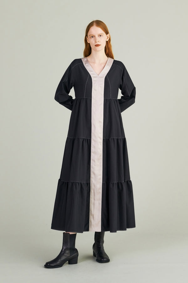 MURRAL Vintage taffeta tiered dress (Black)