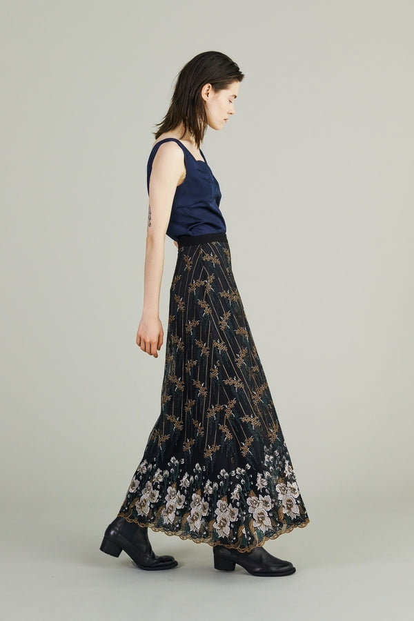 MURRAL Everlasting embroidery lace skirt (Black)