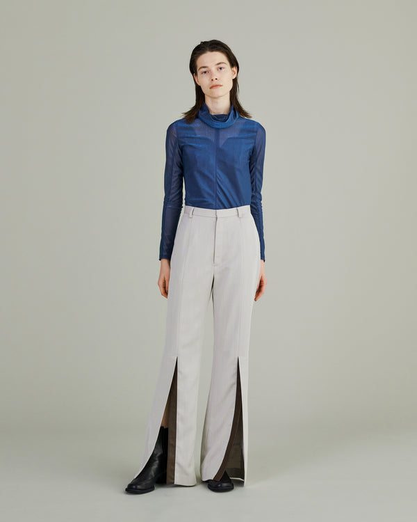 MURRAL Chambray flared trousers (Ice gray)