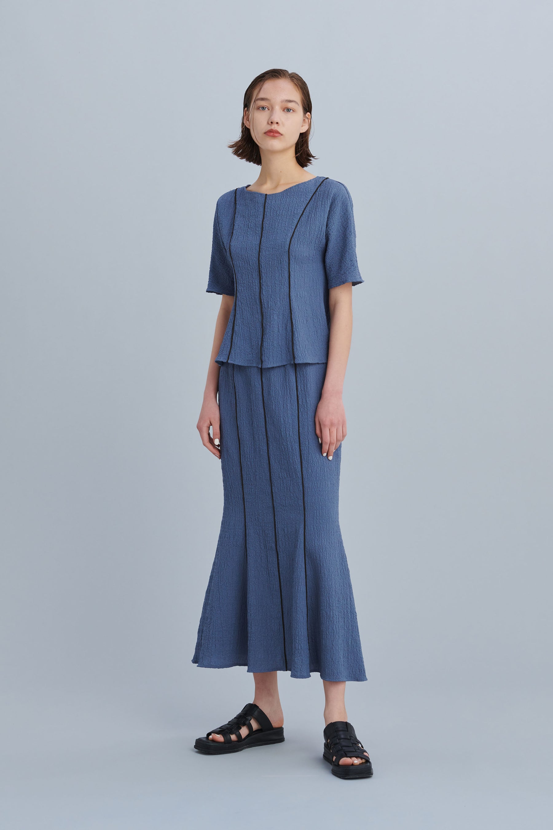 Unevenness skirt(Blue)