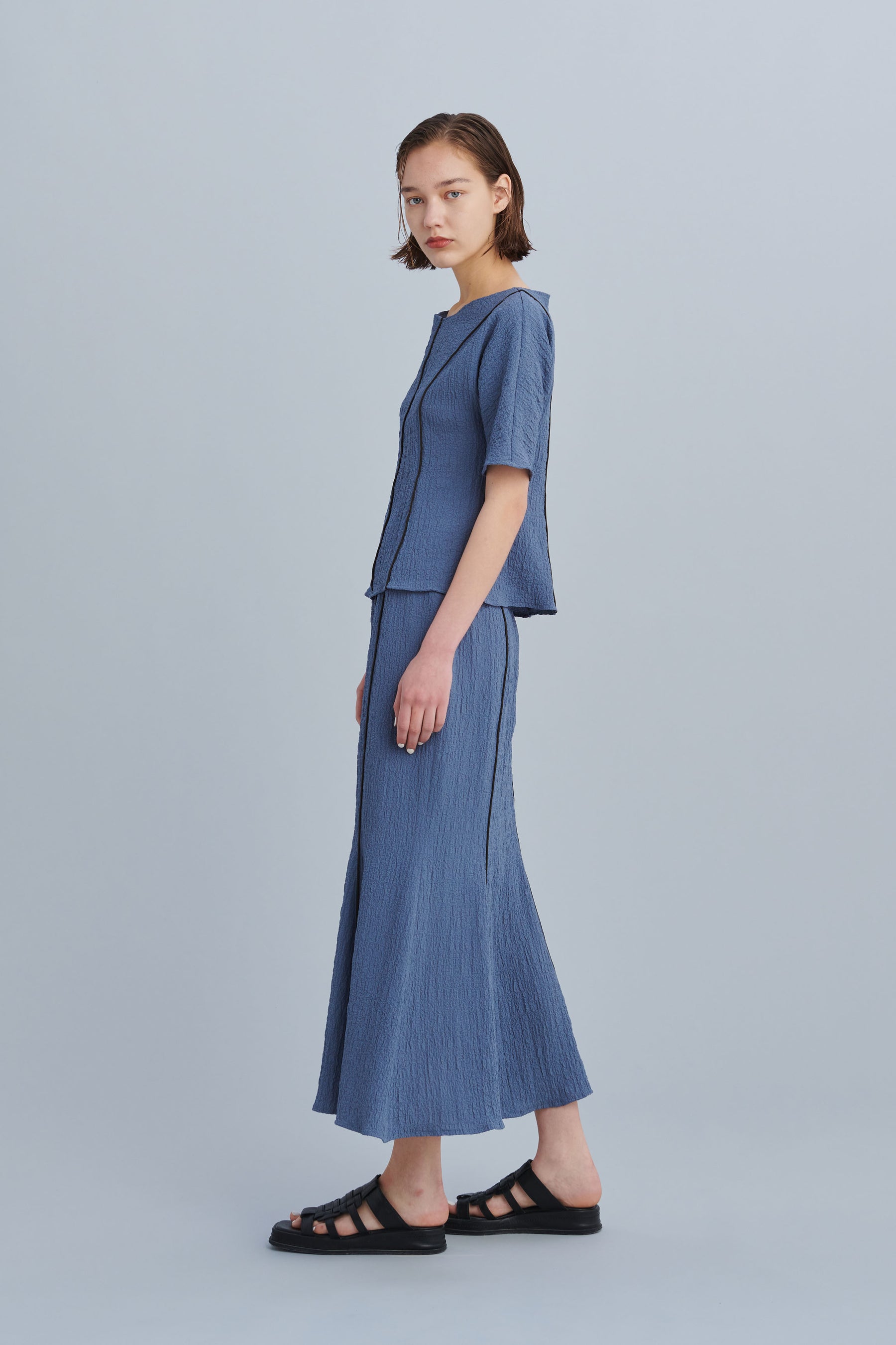 Unevenness skirt(Blue)