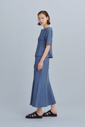 Unevenness skirt(Blue)