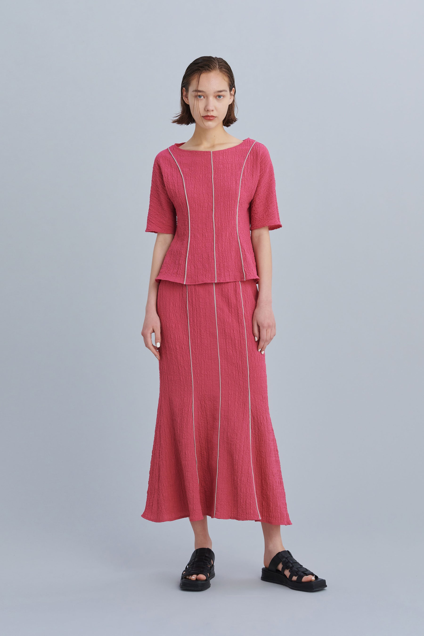 Unevenness skirt(Pink)