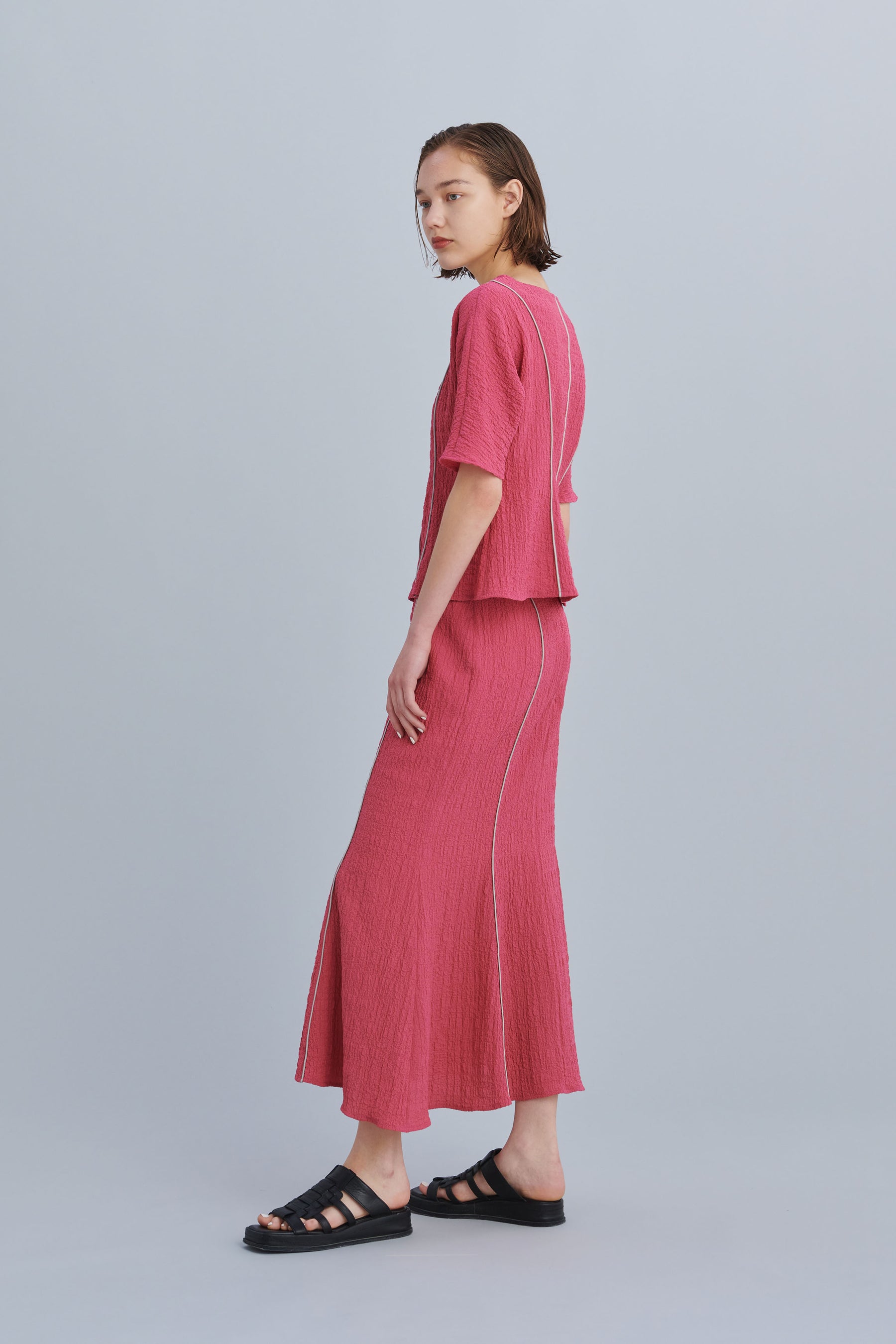 Unevenness skirt(Pink)