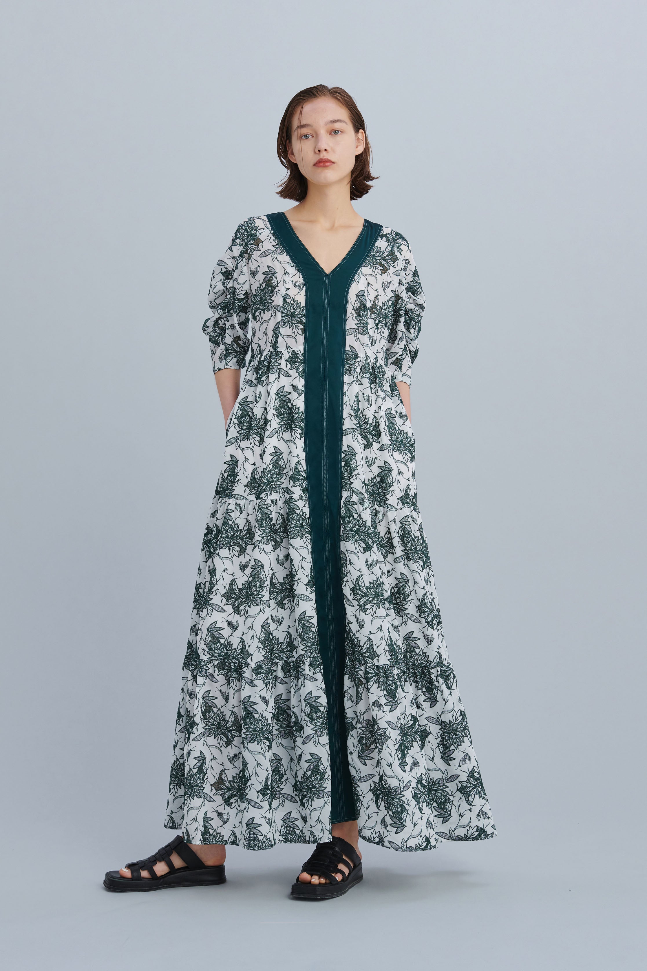 MURRAL Dahlia embroidery tiered dress