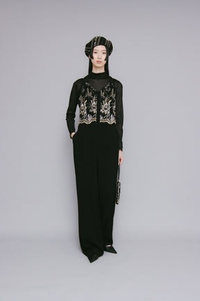Petal lace overalls (Black)
