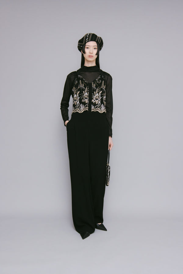 MURRAL Petal lace overalls (Black)