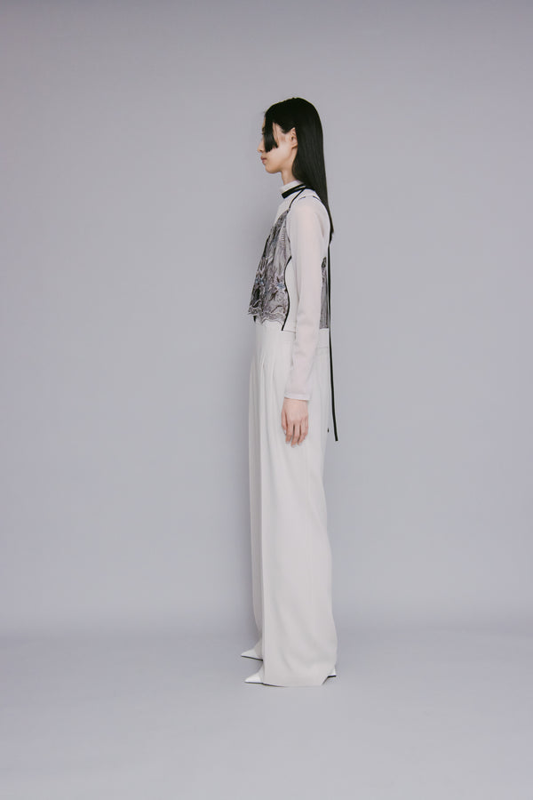 MURRAL Petal lace overalls (Ice gray)