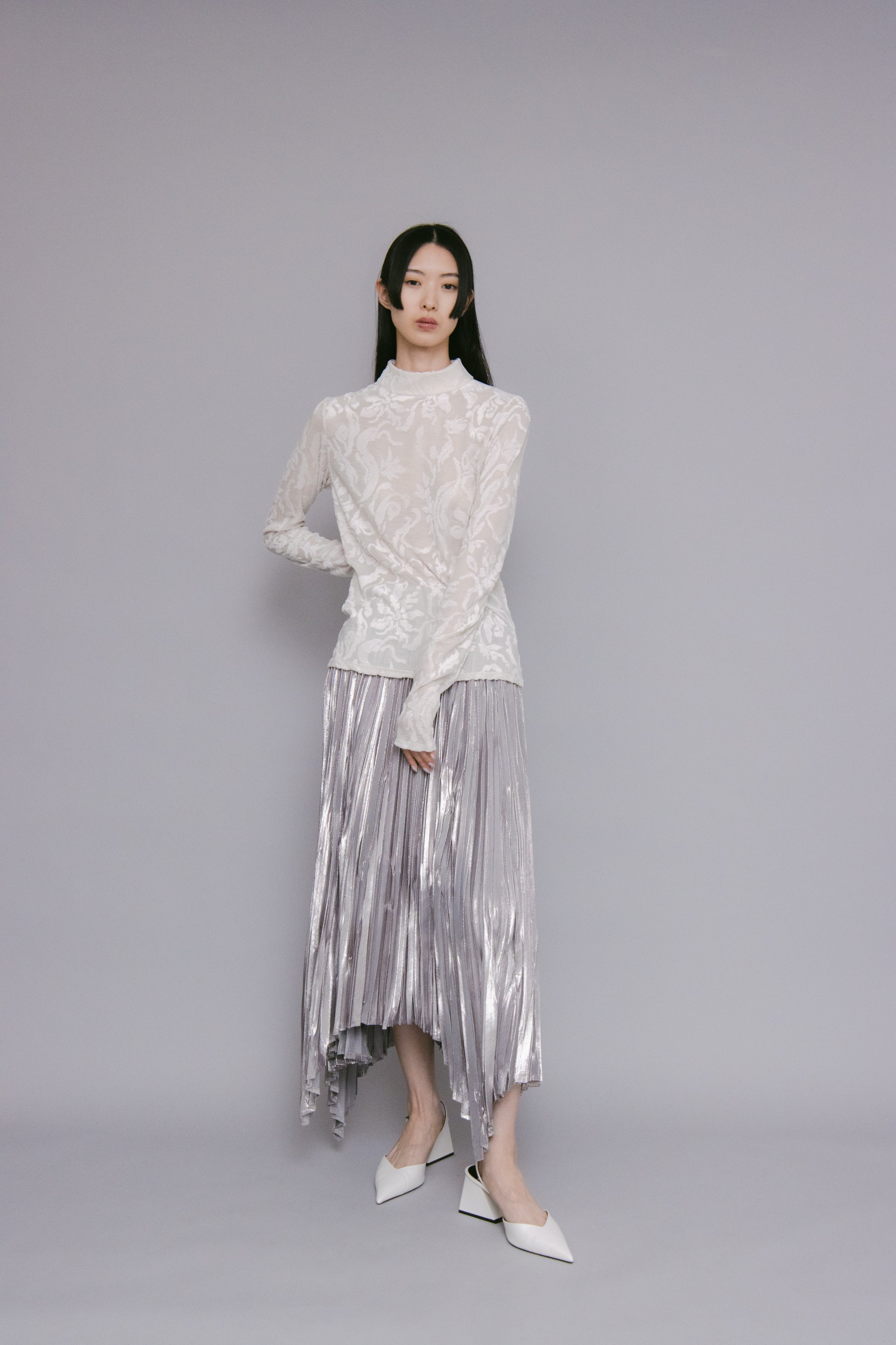 MEER【完売】MEER.shirring frill skirt light gray