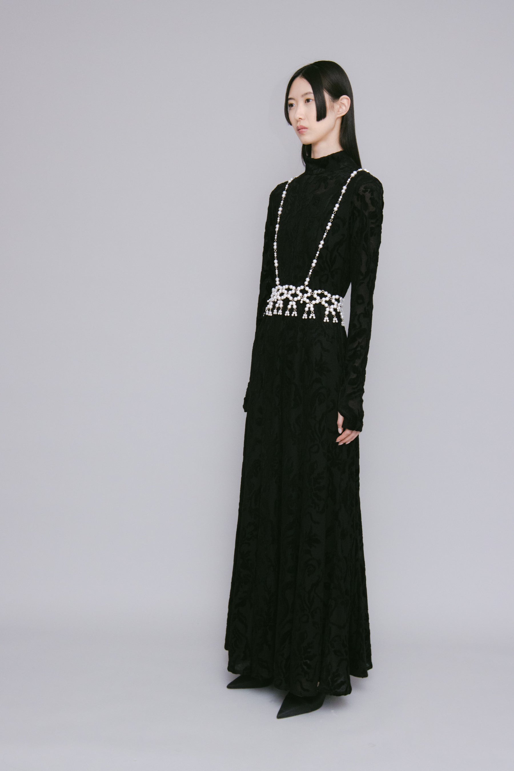 Snowflake jacquard velor dress (Black)