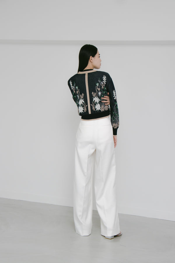 MURRAL plain wide slacks (White)