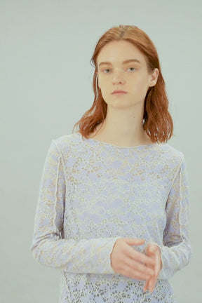 Long stretch lace dress (Purple)