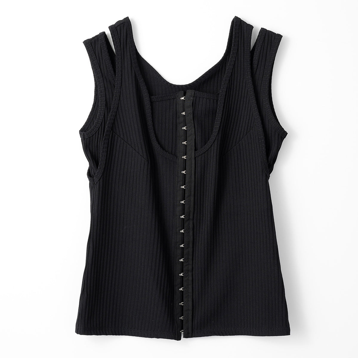 Melt rib tank top (Black)