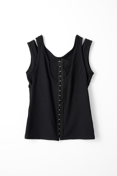 Melt rib tank top (Black)