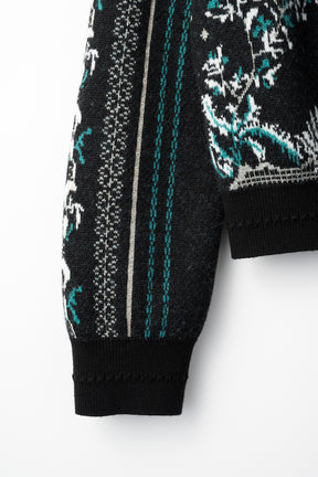 Snow cover zipped knit cardigan (Black)