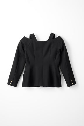 Melt off shoulder jacket (Black)