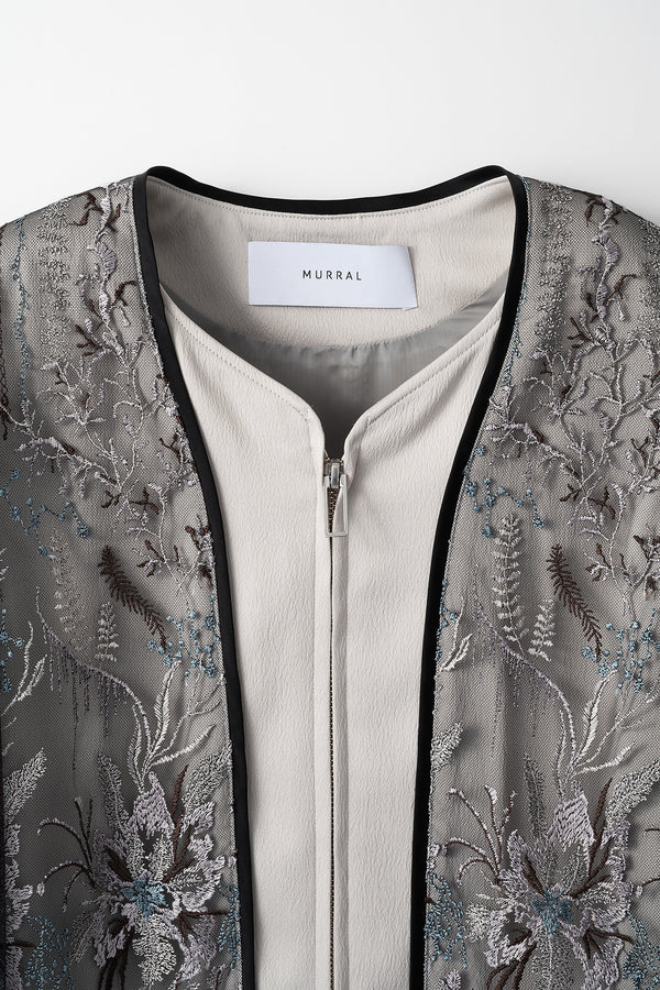 MURRAL Petal lace zipped jacket (Gray)