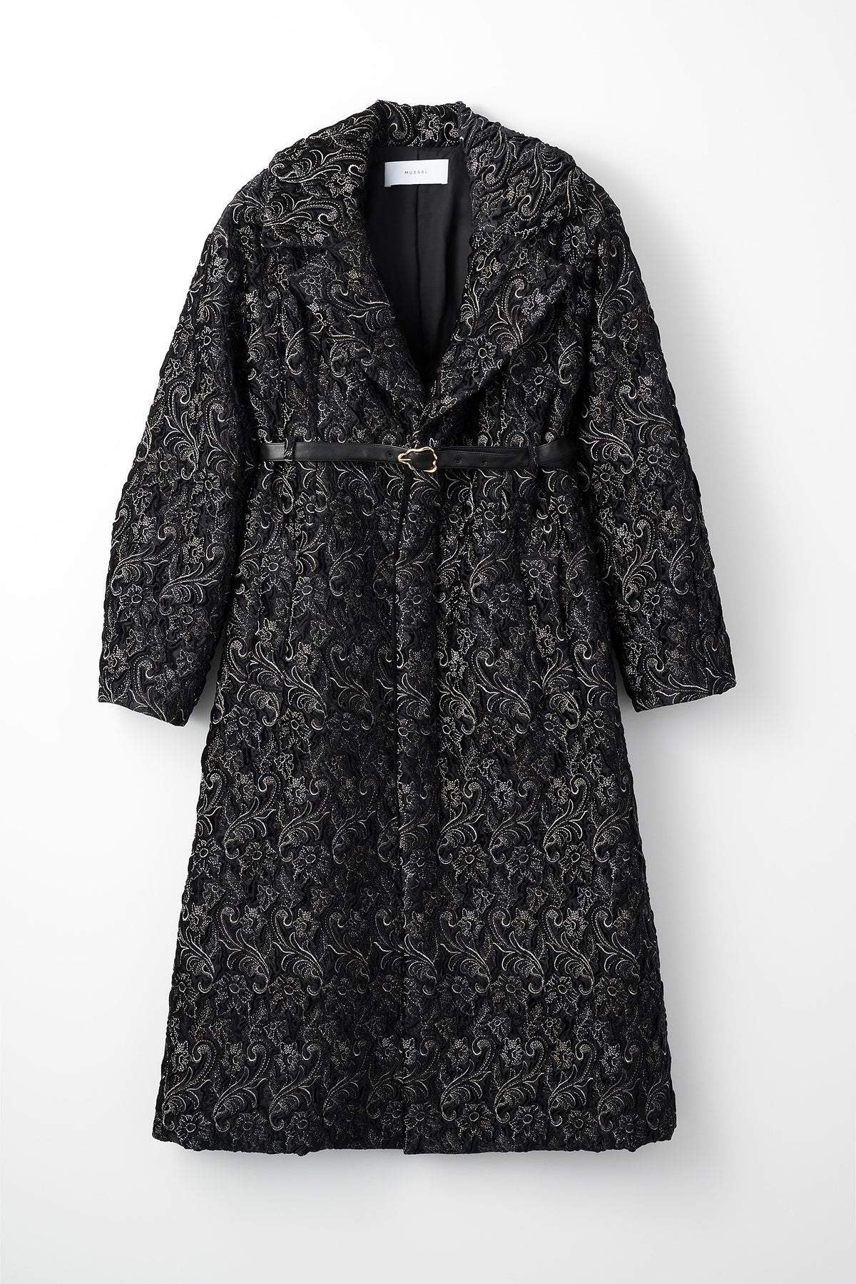 Ice flower embroidery coat (Black)