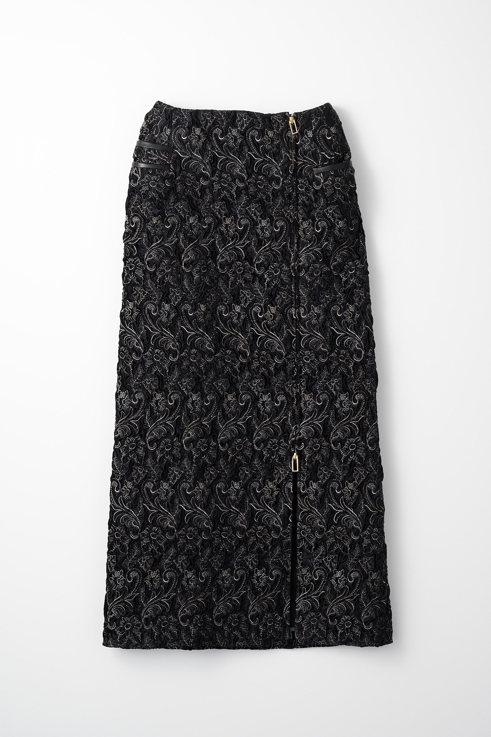 Ice flower embroidery skirt (Black)