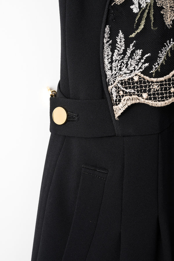 MURRAL Petal lace overalls (Black)