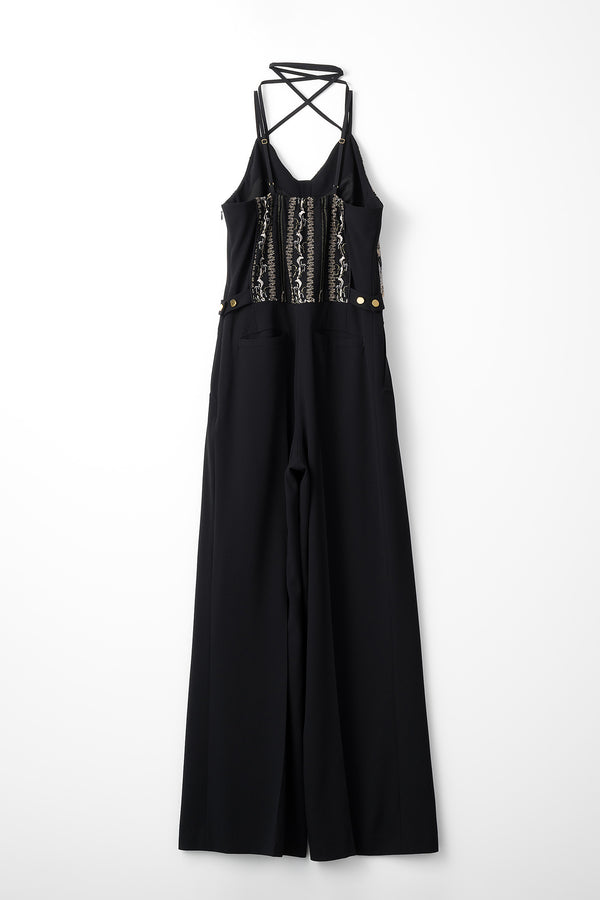 MURRAL Petal lace overalls (Black)