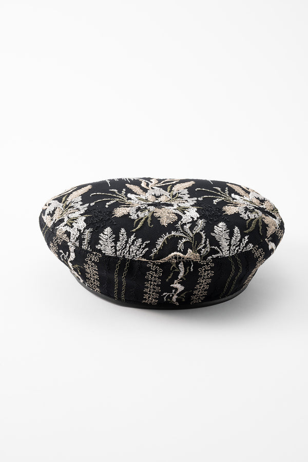 MURRAL Snow flower  lace beret (Black)
