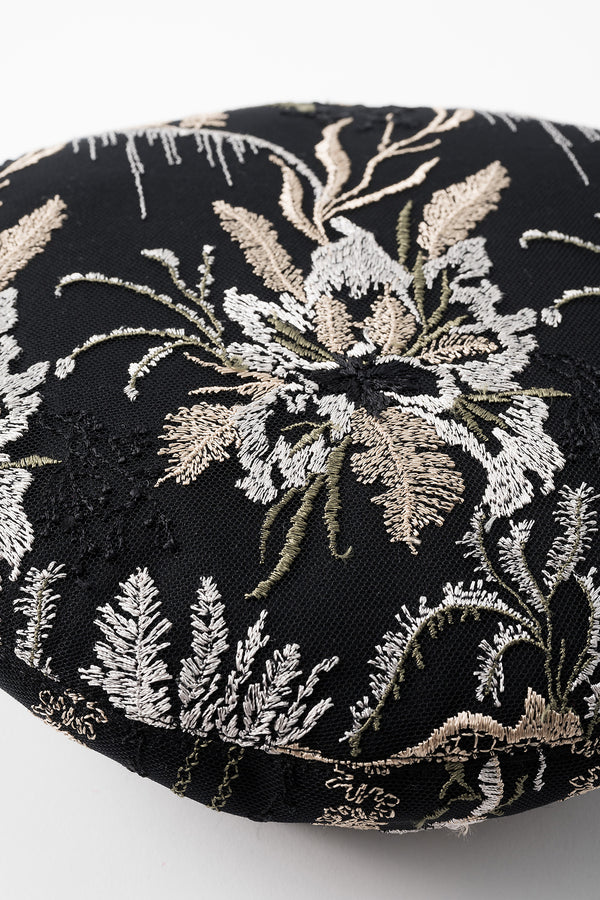 MURRAL Snow flower  lace beret (Black)