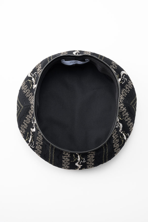 MURRAL Snow flower  lace beret (Black)