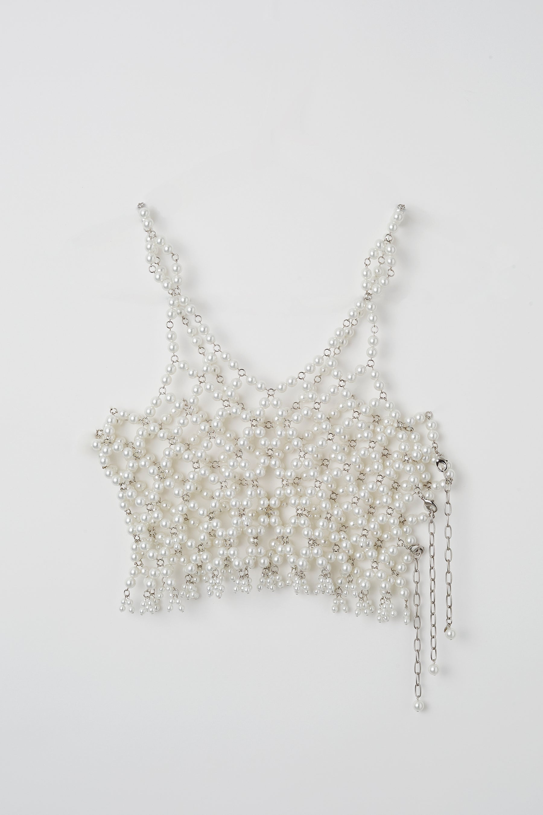 Snow cover pearl bustier (White)