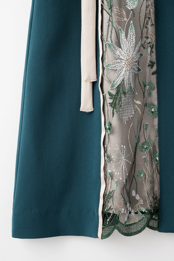 MURRAL Framed flower open long dress (Green)