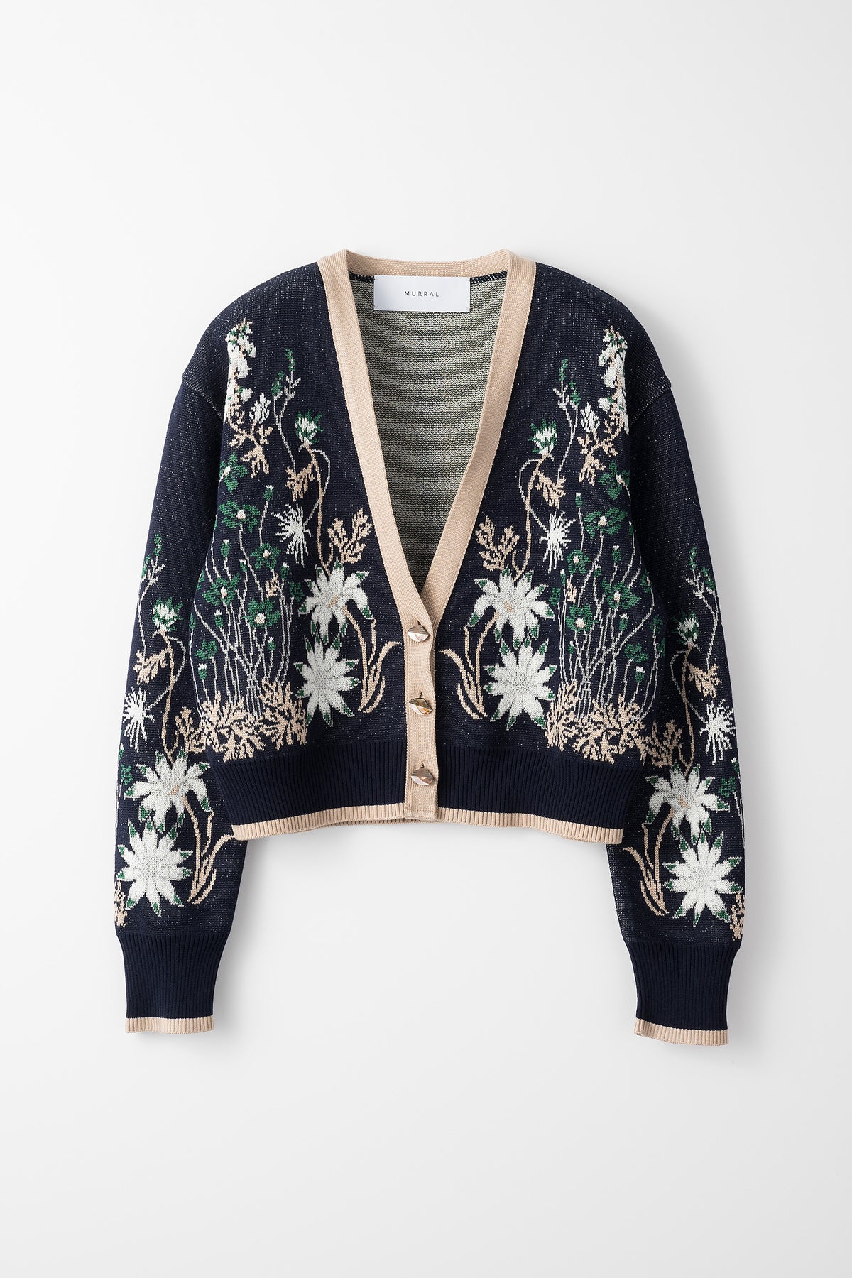 murral Framed flower knit short cardigan-