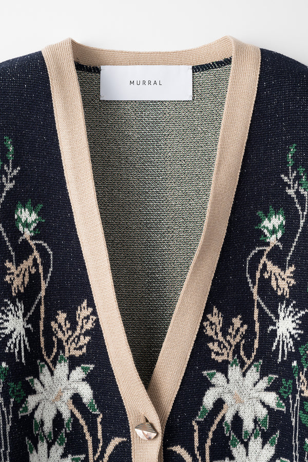 MURRAL Garden flower knit cardigan (Navy)