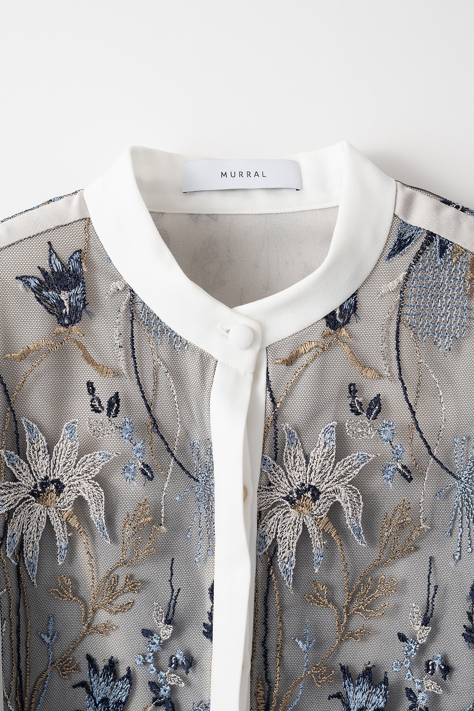 Framed flower blouse (Navy)