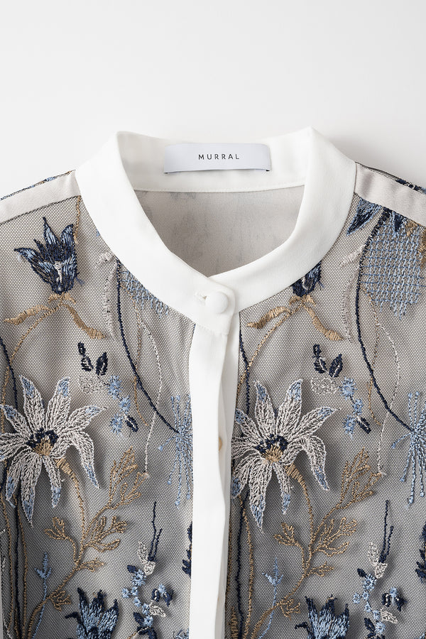 MURRAL Framed flower blouse (Navy)