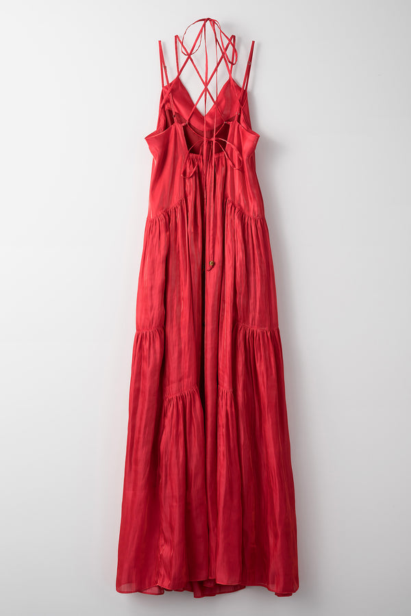 MURRAL Glossy tiered camisole dress (Red)