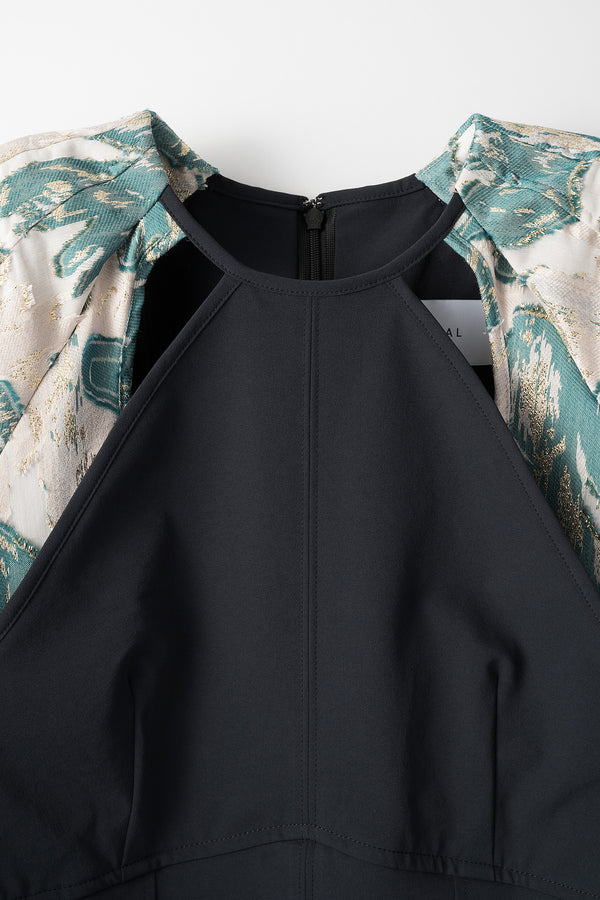 MURRAL Flower quartz jacquard sleeve dress (Black)