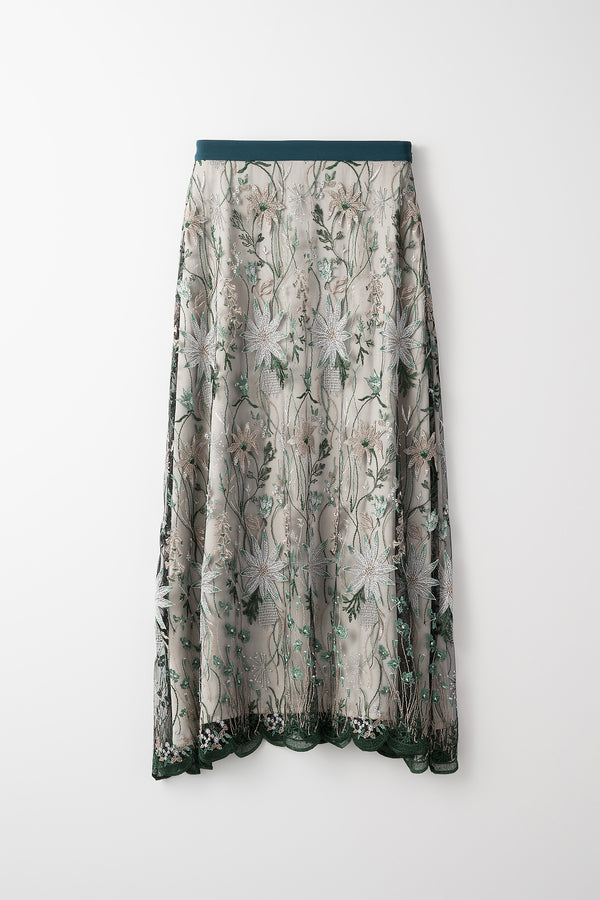 MURRAL Everlasting embroidery lace skirt (Green)