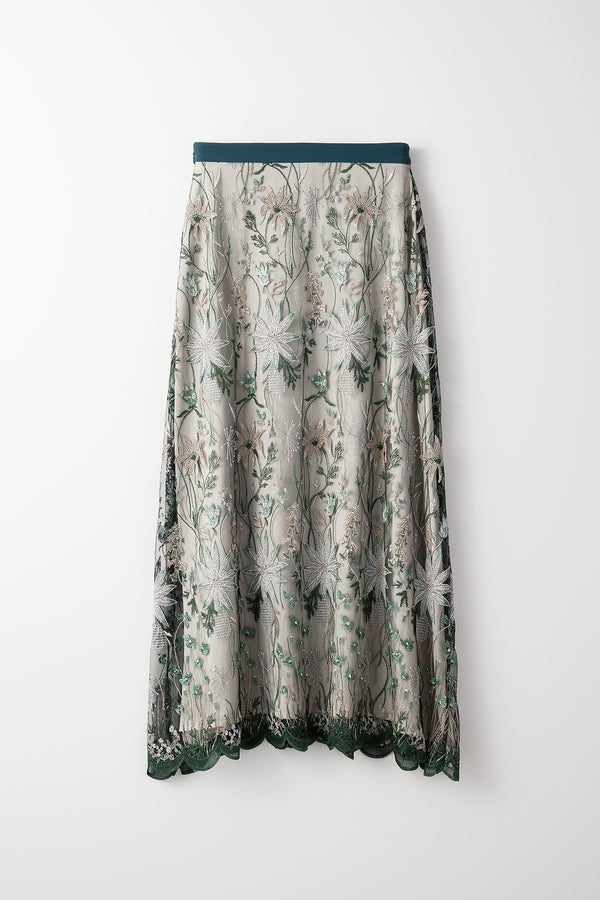 MURRAL Everlasting embroidery lace skirt (Green)