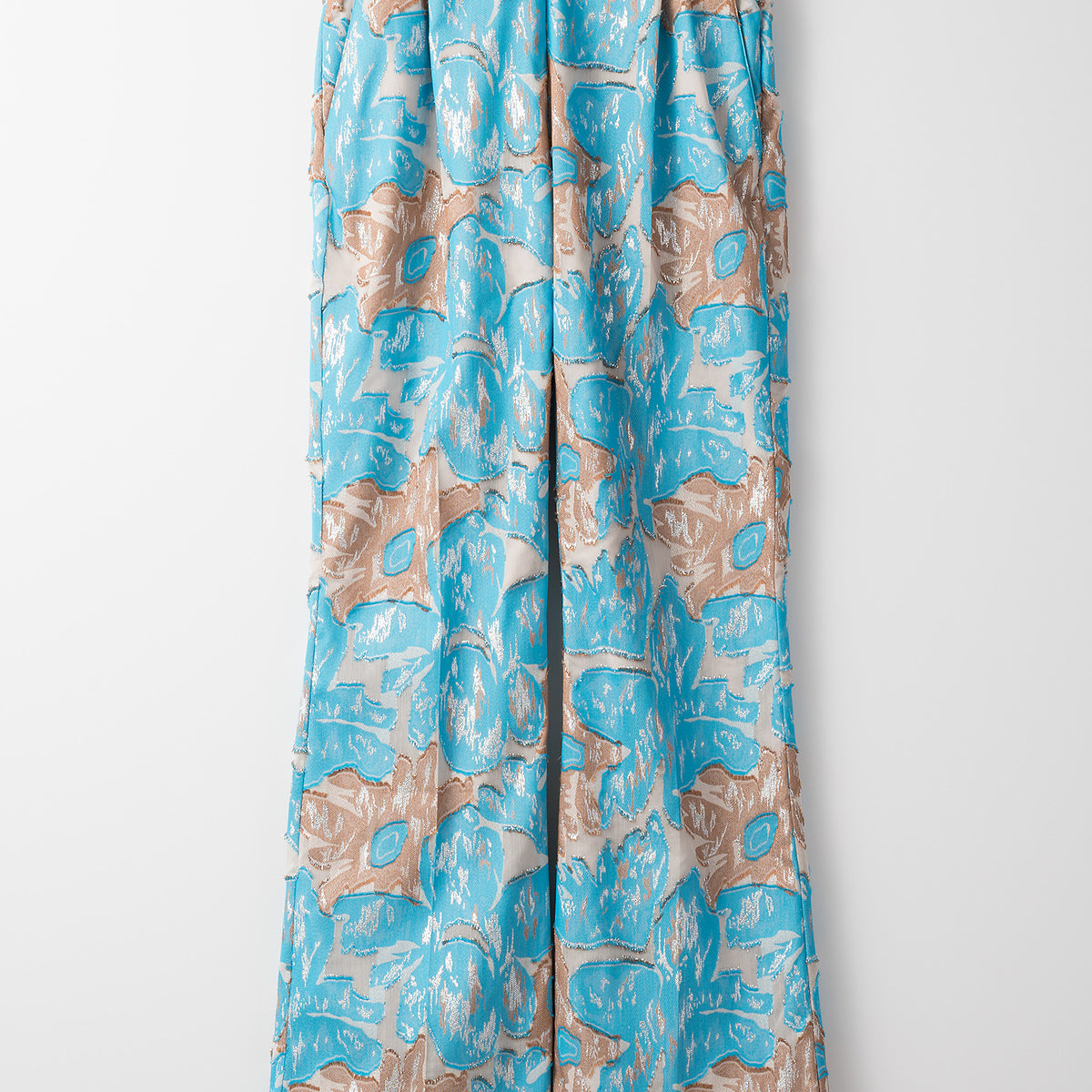 Flower quartz jacquard slacks (Light blue)