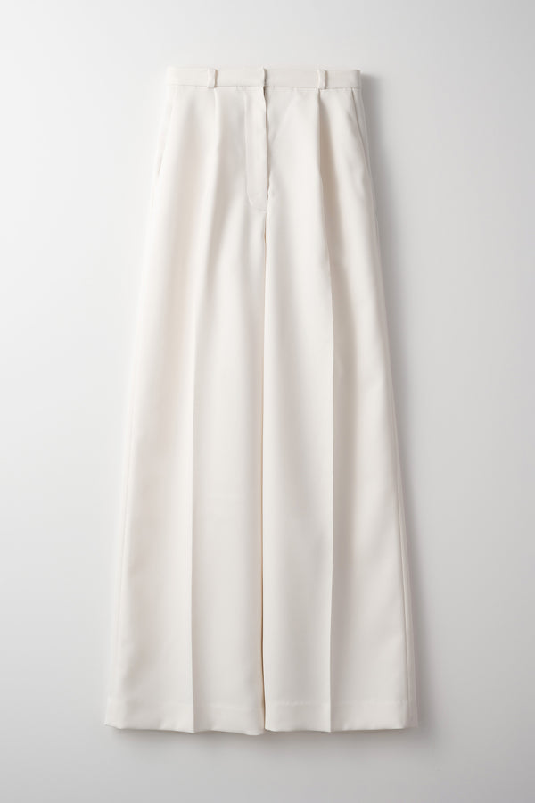 MURRAL plain wide slacks (White)