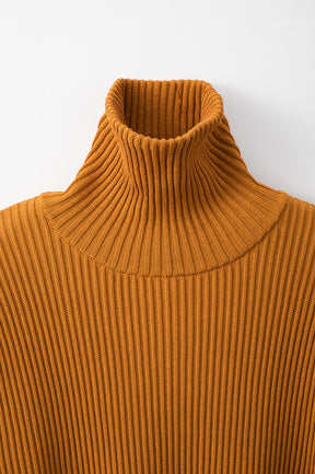 Sheer line sleeve rib knit top (Orange)