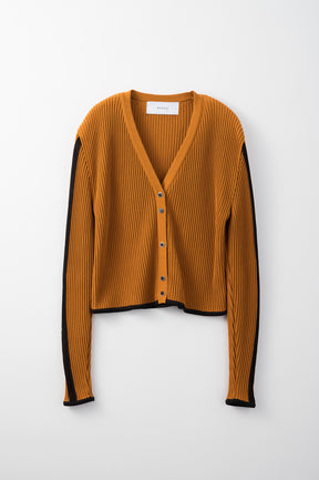 Sheer line sleeve rib knit cardigan (Orange)