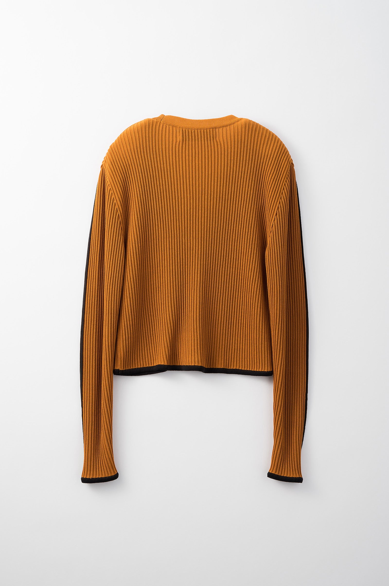 Sheer line sleeve rib knit cardigan (Orange)