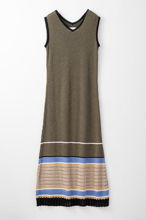 Millefeuille  knit dress (Beige)