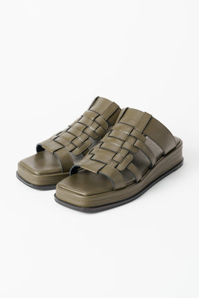 Leather braid sandal (Khaki)