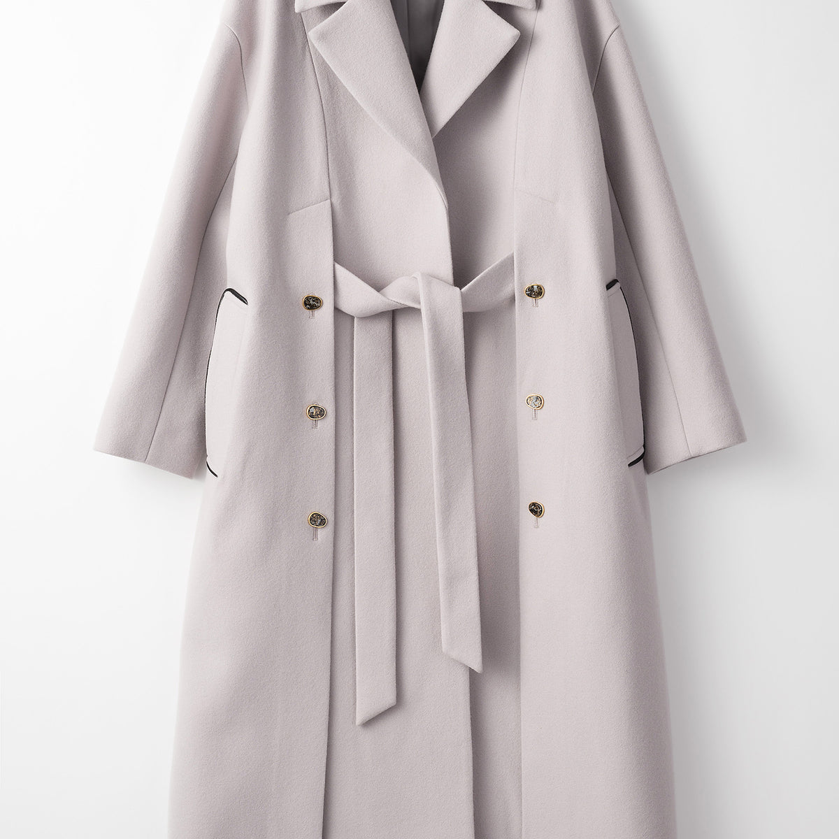 Wool long slitted coat (Gray)