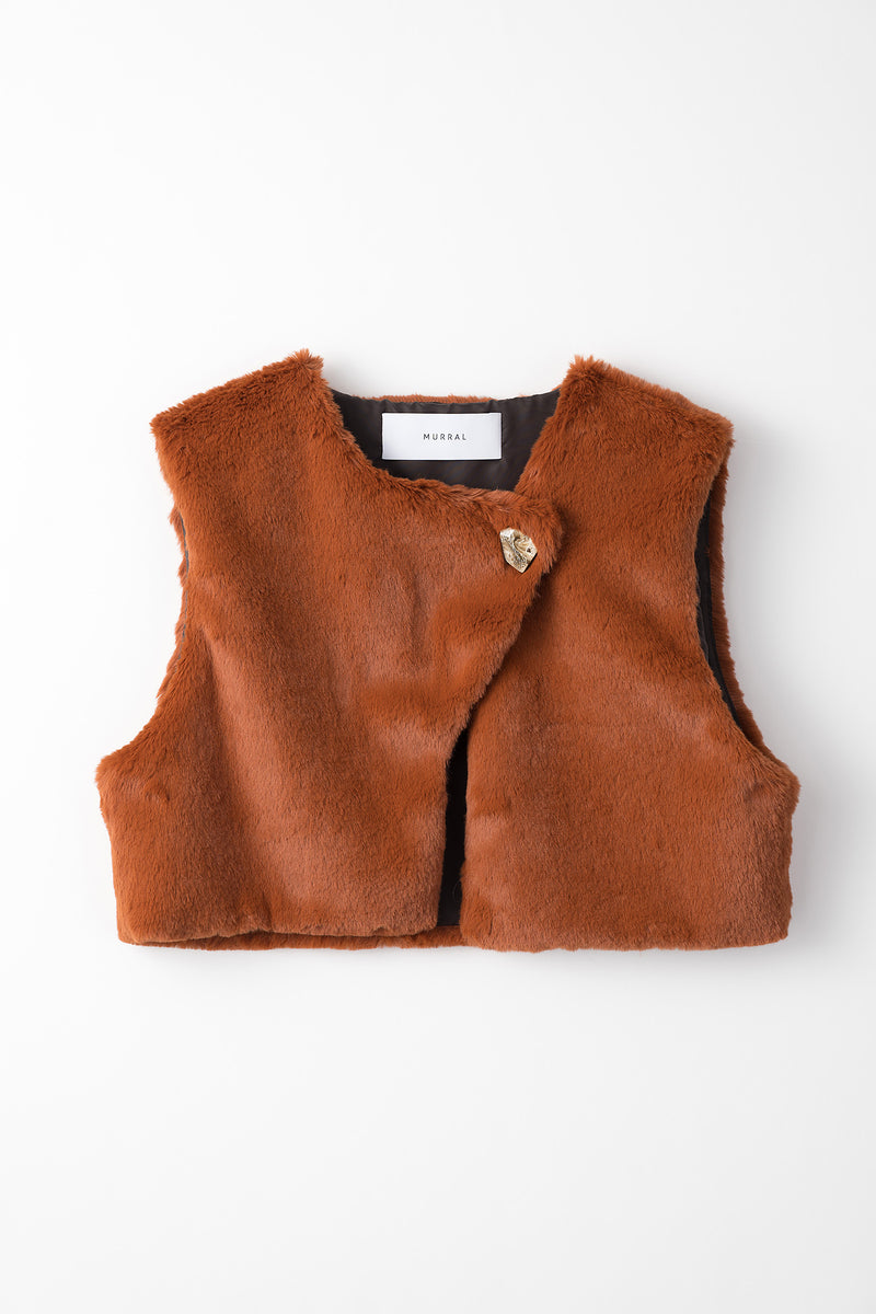 Ordinary fake fur vest (Russet brown)