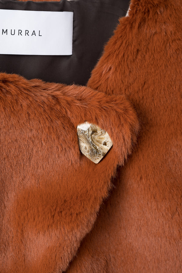 MURRAL Ordinary fake fur vest (Russet brown)